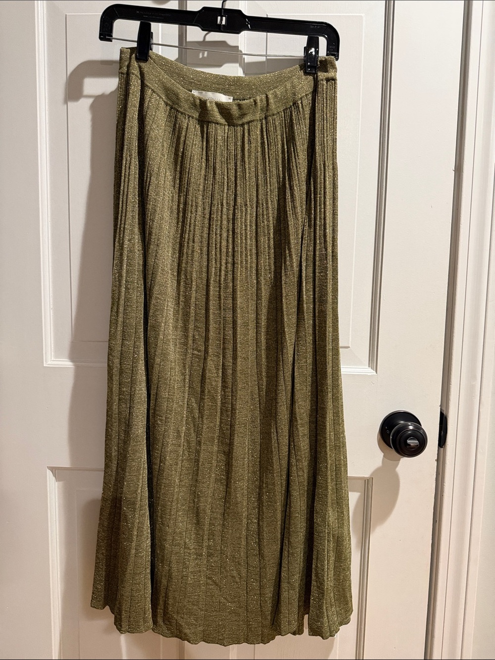 Zimmermann Olive Green Metallic Pleated Midi Skirt - Picture 3 of 3